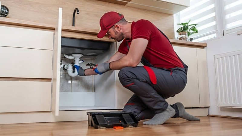 Emergency 24 hour plumber fixing a burst pipe at night